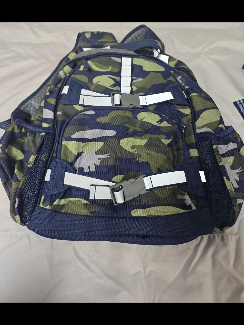 Pottery Barn Kids Camouflage Dino Print Backpack - Navy & Green